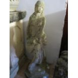 Large Concrete/Stone Statue of a classical nude watercarrier. Measures approx 29 inches tall.    (Th