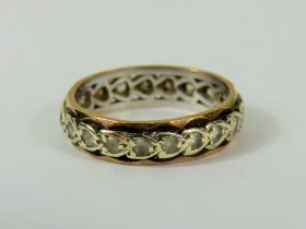 9ct Yellow & White Gold CZ set eternity ring. Finger size 'N' 3.0g