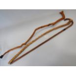 Silver Collared Natural Wood Walking stick (41 inches) Plus two natural twisted wood walking sticks 