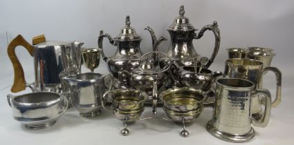 Mixed lot of silver plated items and Piquot ware.