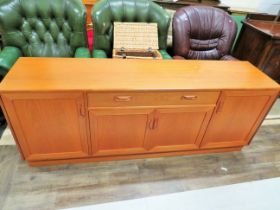 Mid to late 20th Century G-Plan Teak dresser with two side cupboards, two central cupboards and draw