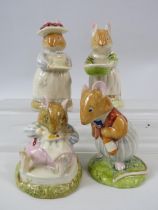 Four Royal Doulton Bramley Hedge figurines, all with boxes. The tallest measures 10cm.