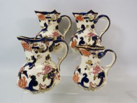 4 Masons Ironstone Mandalay jugs the tallest measures 14cm.