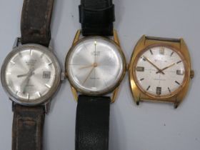 Three Gents Vintage watches by Seiko, Bulova and Sekonda. All in running order, two with straps. Se