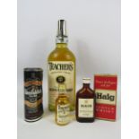 Bottle of Teachers whiskey 75cl plus 3 miniature bottles.