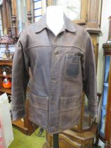 Mens brown leather next jacket size small.