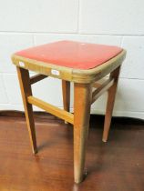 Nicely made Vintage Beech sewing stool with leatherette top. Height 21 inches. See photos. S2
