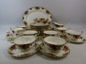 37 Pieces of Royal Albert Old Country Roses dinnerware, plates, soup cups etc.