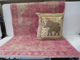 Large Elephant cushion 21" by 23" plus a Dunhelm Magenta rug 120cm by 170cm