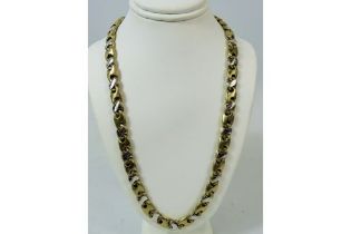 Pretty and chunky 18 inch Neck chain set with alternate Yellow and White Gold Links. Lobster claw ca