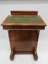 Mahogany Davenport with Green leather tooled Writing slope. Real drawers to right hand side, faux dr