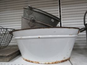 Enamel bath, Galvanised bath, buckets and Enamel dishes etc.