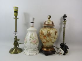 4 table lamps , 2 ceramic and 2 polished brass effect.
