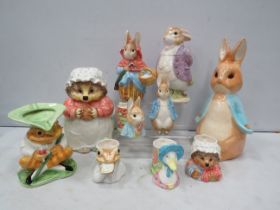Selection of Beatrix potter Peter rabbit character storage jars, cups etc.