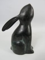 Bronze Rabbit sculpture approx 16cm tall.