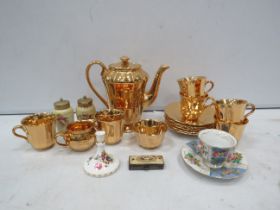 Mixed lot to include a Wade gold coffee set, Demitesse coffee cup and saucer etc.