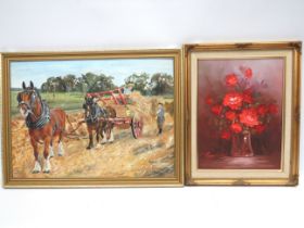 Two Pieces of affordable amature art, both in gilt frames, the largest being 26 x 19 inches. See pho