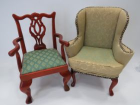 Pair of Dolls chairs as a Wing back chair( 15 inches) and an Armchair. See photos.