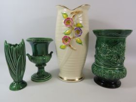 Vintage ceramics vases including Sylvac, Darmouth and Arthur Wood. The tallest measures 30cm.