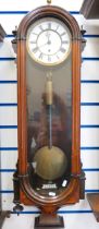 Vintage Wall Clock in Glass Fronted Mahogany Case, Weight driven in working order. Measures approx 3