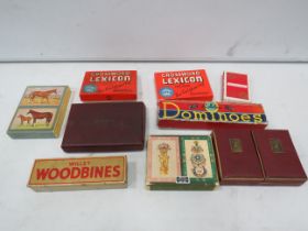 Vintage playing cards and Dominoes.