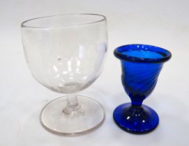 18th Century Cobalt/Bristol Blue Glass Eggcup with Swirled design and rough pontil approx 3 inches