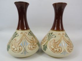 Antique pair of Langley Lovatt vases, approx 21cm.