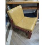 Stylish Mid/Late 20th Century Teak and leather low chair by Furniture Productions. Good condition  S