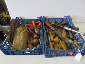 Two Trays of Vintage Drills, Drill bits, Bradawls etc. see photos.