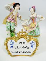 Pair of Dresden Sitzendorf Neo Classical figures. Both in excellent condition and measures approx 9