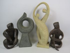 Selection of various modern resin sculptures, the tallest been 40cm.