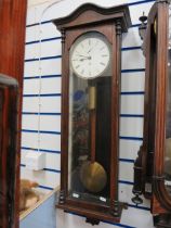 Vintage Wall Clock in Glass Fronted Mahogany Case, Weight driven in working order. Measures approx 3