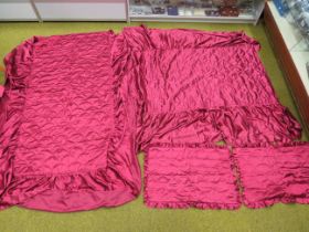 Two, single bed sized Satin bed covers in Damask with two matching pillowcases. See photos.