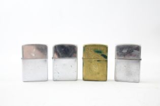 4 x Vintage Zippo Lighters Inc Chrome & Solid Brass Venetian Job Lot 549091