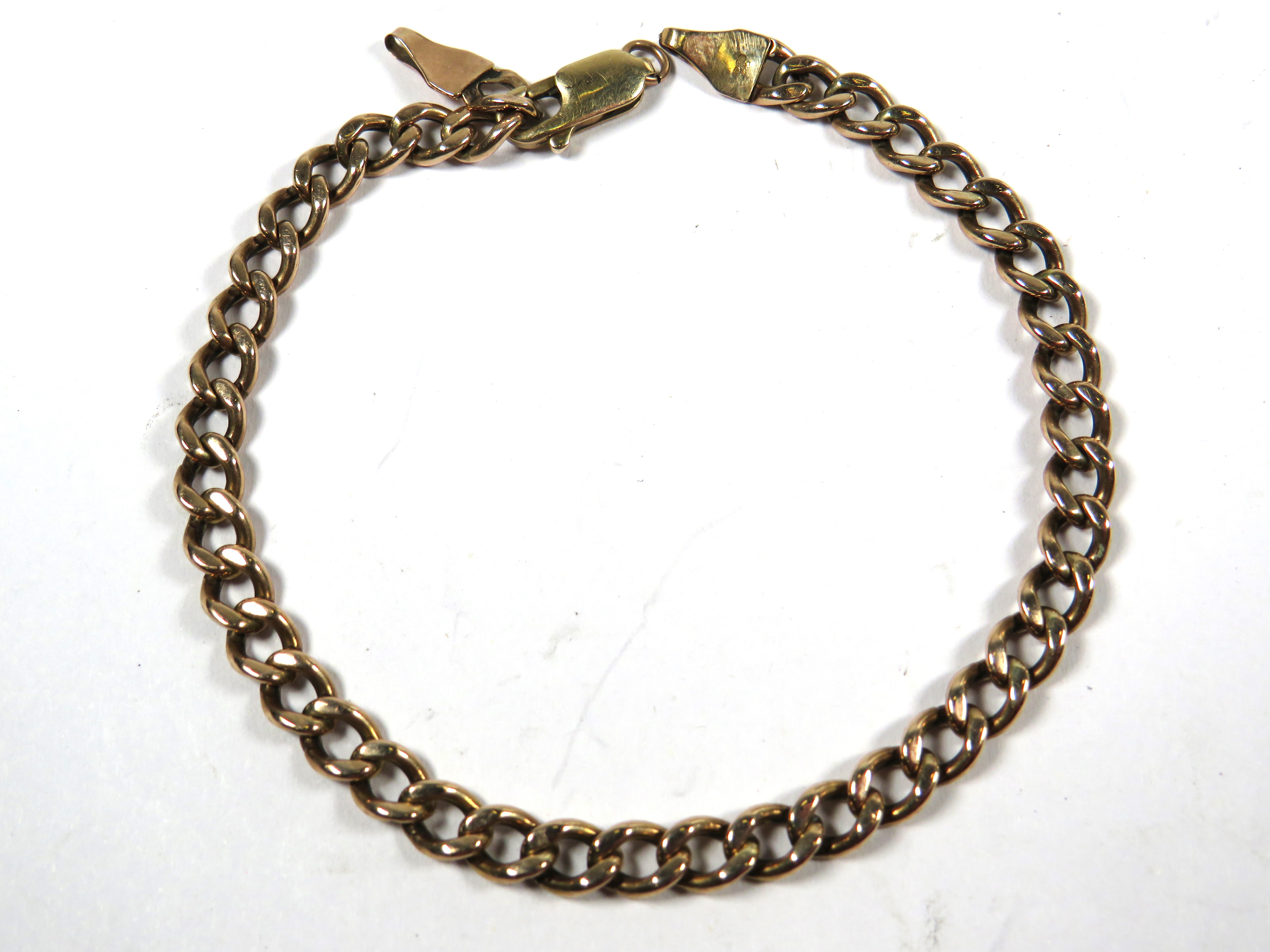 9ct Yellow Gold Flat link 7 inch Bracelet.  3.5g