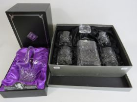 Vernoa crystal decanter and glass set plus a Edinburgh crystal basket both boxed.