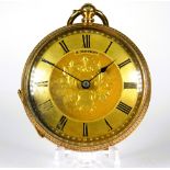 14ct Yellow Gold Bodied Pocket watch with Gold tone back and front. Comes with two keys, intermitten