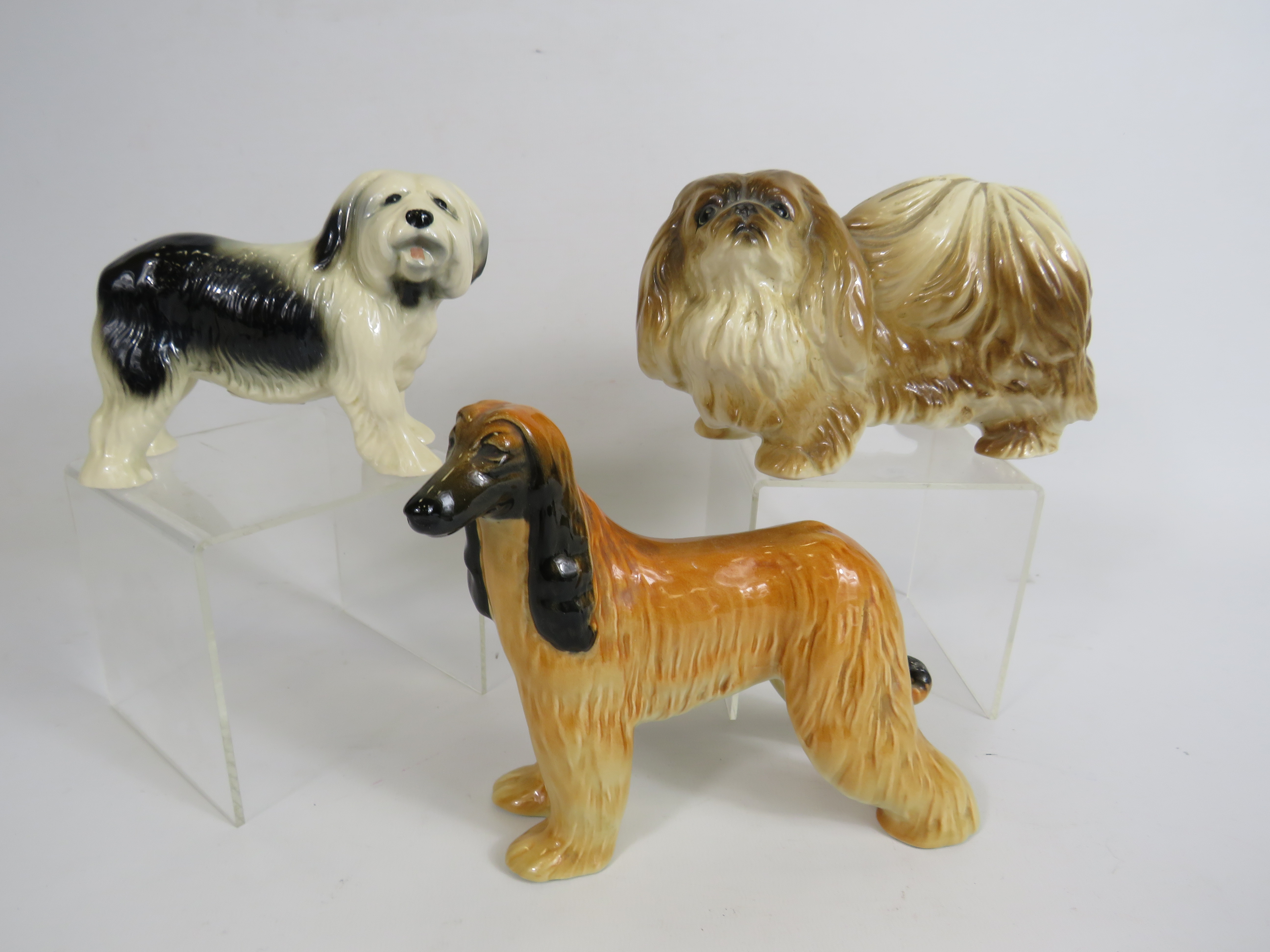 Dog figurines including Beswick Afgan hound and Coopercraft Old english sheep dog etc.