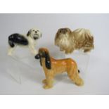 Dog figurines including Beswick Afgan hound and Coopercraft Old english sheep dog etc.