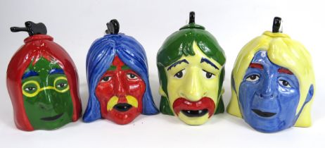 Set of 4 Lorna Bailey Andy Warhol themed psychedelicset of Beatles colourway teapots.