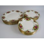 Royal Albert old country roses 8 dinner plates, 8 Salad plates and 8 side plates.