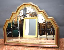 Fancy multi faceted mirror with gilding, Bevelled edged glass. H:34 inches. See photos. S2