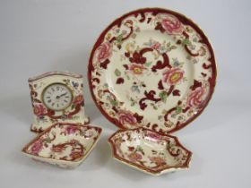 4 Pieces of Masons Ironstone in the Mandalay Red pattern.