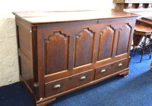 Large 18th Century Oak Mule Chest in fair condition but would benefit from very light restoration.