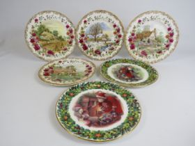 4 Royal Albert old country roses Four Season plates and 2 christmas plates.