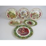 4 Royal Albert old country roses Four Season plates and 2 christmas plates.