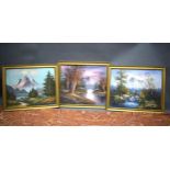 Three Oil paintings of Woodland landscapes.  See photos.  S2