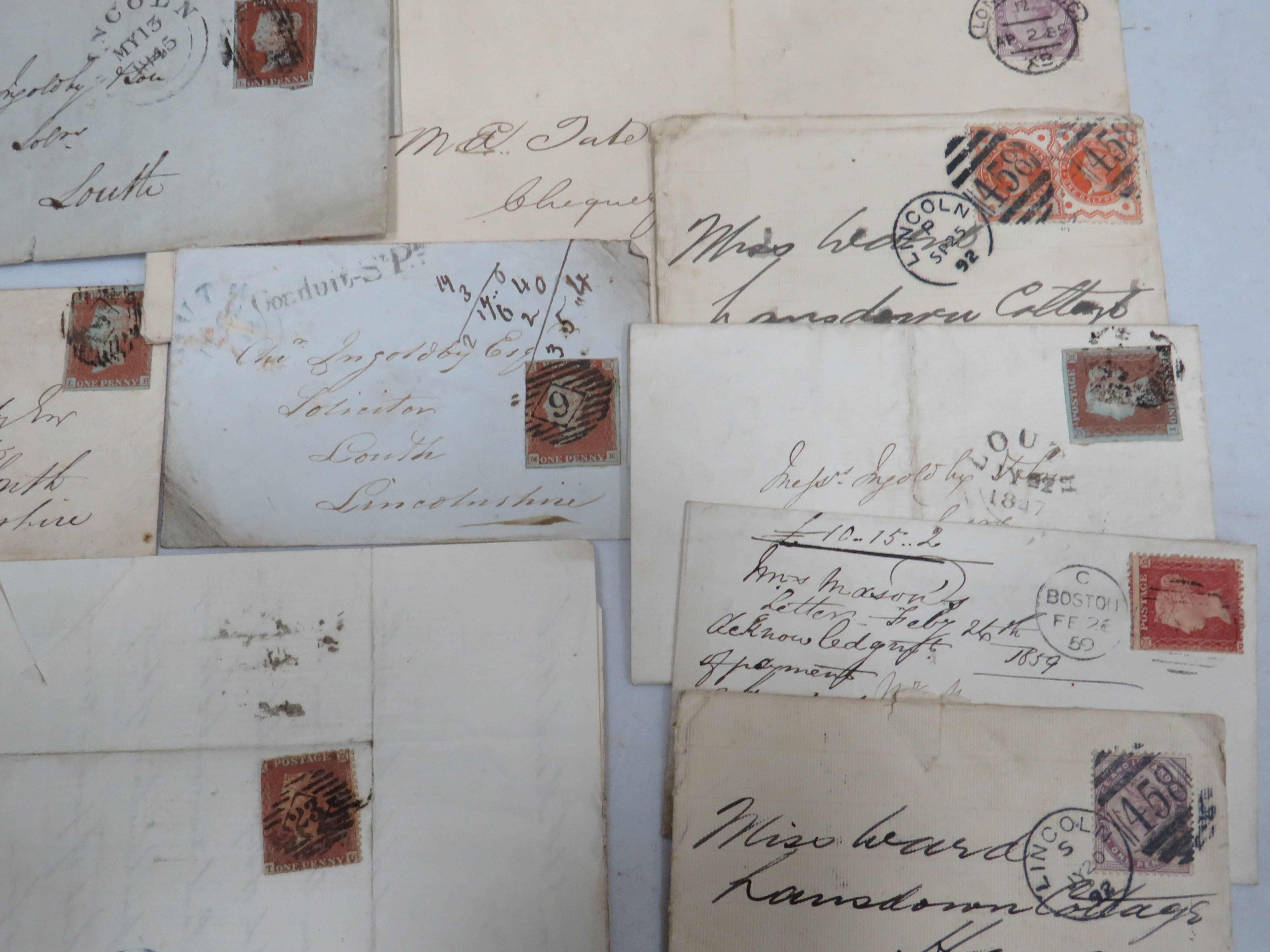 Very Interesting Victorian Letters & Documents with Victorian stamps affixed such as Twopenny Blues, - Image 5 of 5