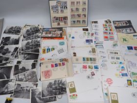 Good Mixed Stamp lot to include Mint, FDC's and loose stamps. Photo postcards of Old London. See ph