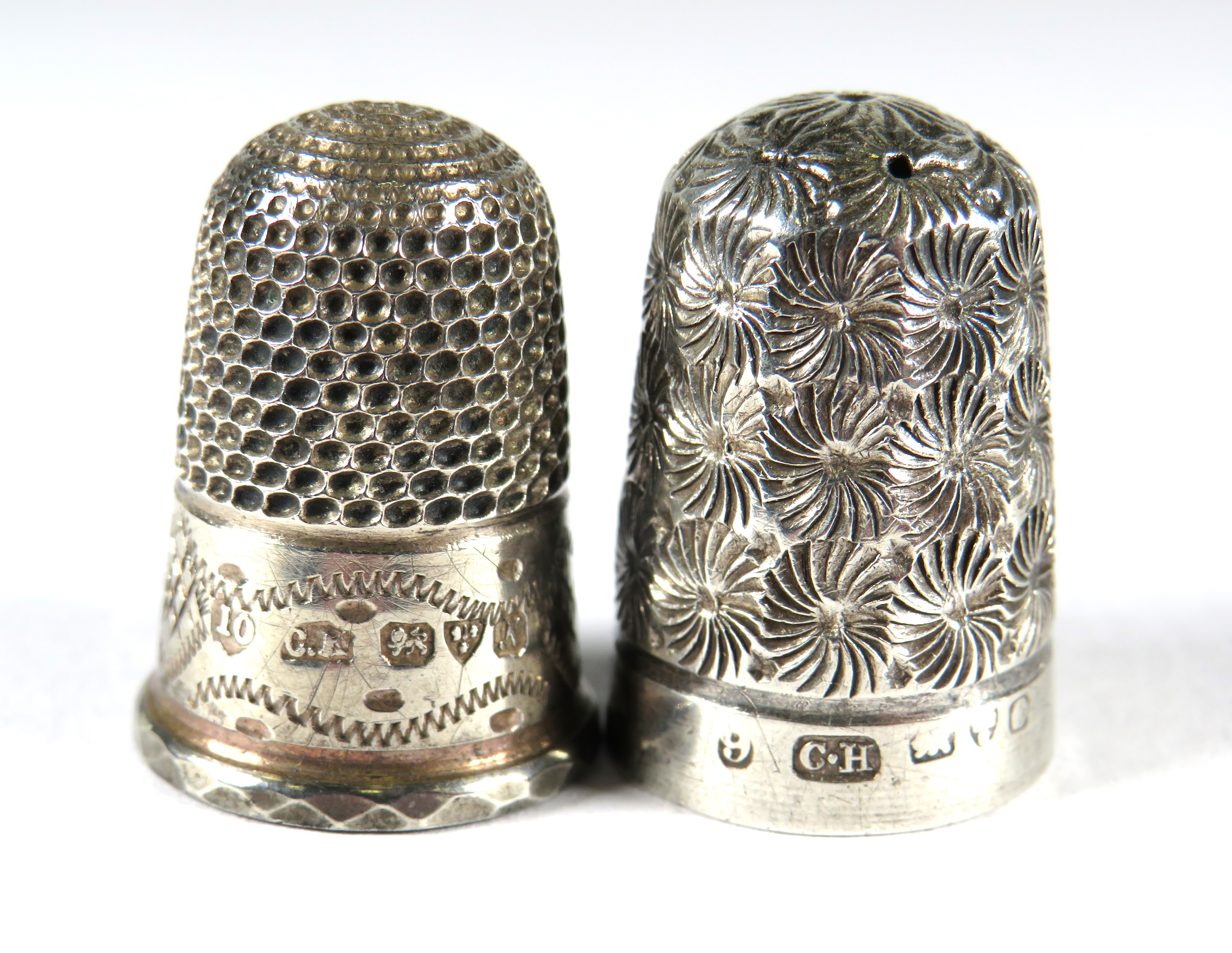 Two Hallmarked Chester hallmarked  Charles Horner Thimbles approx 1913. see photos. 